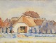 Klein, Rigmor (1888 - 1942) Denmark: A farm, Funen. Watercolor on paper. Signed: R.Klein. 23 x ...