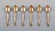 6 Danish mocha spoons in gilded silver, Jens Sigsgaard, approx. 1930s.