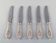 Five danish silver dinner knives, approx. 1920.