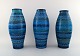 Bitossi, Rimini-blå, tre store vaser i keramik, designet af Aldo Londi.
