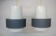 Louis Poulsen: Set of two pendants with shades of grey metal and white plastic.