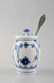 Rare Bing & Grondahl, B&G Blue fluted.
Mustard jar with silver spoon.