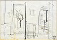 Ernst, Helge 
(1916 - 1991) 
Denmark. 
Atelier Sandy. 
Drawing. Dated 
10.4.1977. 26 x 
36 ...