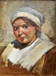Nøbbe, Jacob 
(1850-1919): 
Portrait of a 
young woman 
with a 
headscarf. Oil 
on canvas. Sign 
: J. ...