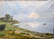 Hansen, Louise 
Christiane Ravn 
(1849 - 1909) 
Denmark. By 
Langebæk 
Strand, South 
Zealand. 
Signed. ...