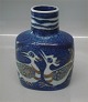 Aluminia Copenhagen Baca Faience 708-3207 Vase blue with birds 13 cm Niels 
Thorsson Baca