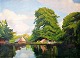 Hansen, Sigvard 
(1859 - 1938) 
Denmark: A mill 
dam at Århus. 
Signed Monogram 
90. Oil on 
canvas. ...