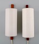 HANS-AGNE JAKOBSSON, a pair of wall lamps, 1960 s, screens in white acrylic 
plastic.