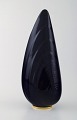 Upsala-Ekeby / Karlskrona. Ceramic Vase, navy blue glaze with gold decoration at 
the bottom. Clamshell shaped.