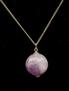 14 karat gold necklace  with amethyst ball sold