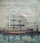 Bogø, Christian 
(1882 - 1945) 
Denmark. Ships 
in port. 
Signed. Oil on 
canvas. 41 x 39 
cm.
Framed.