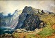 English artist (19th century: The last castle on the rock. Watercolor. Signed IM. 26 x 36 ...