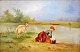 Lamy, Pierre 
François 
(1855-1919): 
Washer women by 
the river. Oil 
on wood. Sign 
.: F. Lamy. 22 
x ...