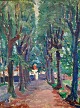 Danish artist 
(20thC): An 
avenue. Oil on 
canvas. 60 x 44 
cm. Signed: 
Monogram 1916. 
Verso ...