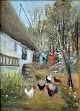 Danish artist 
(20th C.): Hen 
at a house. Oil 
on masonite. 
Signed. 41 x 30 
cm.
Framed.