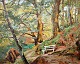 Bøgh, E. V. 
(1877 - 1938) 
Denmark. Scene 
from the 
forest. Oil on 
plate. Signed: 
E.V. Bøgh 1917. 
...