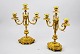 A pair of 
French gilded 
tree armed 
candelabra, 
19th century. 
Decorated with 
flowers and 
masks. ...
