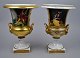 Pair of French 
empire vases, 
o. 1800. With 
handles and 
square foot. 
Decorated with 
romantic ...
