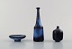Two vases and miniature stoneware bowl by Gunnar Nylund. Rörstrand/Rorstrand.
