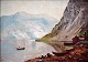 Unknown artist 
(19th century) 
Scene from a 
fjord. Oil on 
canvas. 28 x 40 
cm. Signed.
Framed.