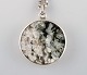 Swedish modernist necklace in sterling silver with stone pendant by Birger 
Haglund. 
