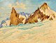 Le Moul, Eugene Louis (1859 - 1934) France: Mountain peaks. Watercolor. 26 x 34 cm. Signed.Framed.