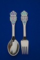 A. Michelsen set Christmas spoon and fork 1982 of 
Danisch gilt sterling silver