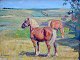 Schwenn, Carl 
(1888 - 1973): 
Horses on a 
field. At 
Borup. Oil on 
canvas. Signed: 
C. Schwenn 23. 
...