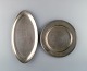 Just Andersen, 2 large Art Deco pewter dishes, Denmark 1930 s.
