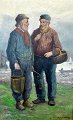 Constantin, J 
(19/20thC): Two 
fishermen in 
conversation, 
The 
Netherlands. 
Oil on canvas. 
Signed: ...
