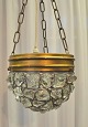 Ceiling lamp in 
glass and 
brass, approx. 
1900, Denmark. 
Glass master 
work with large 
clear glass ...