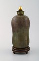 Patrick Nordstrøm / Carl Halier for Royal Copenhagen, lidded stonevare vase with 
bronze foot and bronze lid by Knud Andersen (Denmark).