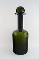 Holmegaard kæmpestor vase/flaske med låg i form af kugle, Otto Brauer. 
Flaskegrøn.
