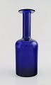 Holmegaard stor vase/flaske, Otto Brauer. Mørkeblåt kunstglas.
