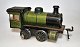 German metal 
locomotive, 
20th century. 
Green and black 
painted. 
Retractable. 
Under the 
bottom ...