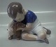Bing and 
Grondahl B&G 
1951 Boy in 
blue with 
dachshund 13 cm 
Design Ingeborg 
Plockross 
Irminger ...