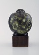 Rare figure, Lisa Larson for Gustavsberg. Black bird in glazed ceramics on 
wooden base.
