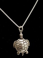 Sterling silver necklace and turtle pendant sold