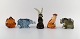 Paul Hoff for "Svenskt Glass". Five art glass figures in shape of a cheetah, 
capricorn, rhino, orangutan and elefant. WWF.
