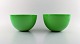 Sven Palmqvist for Orrefors. A pair of green "Colora" bowls in art glass.