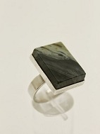 Sterling silver ring size 54 with square malachite sold