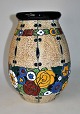 Czech faience 
vase, o. 1910. 
Amphora. 
Jugend. Mass 
with polychrome 
overlay in 
cobalt, red, 
blue, ...