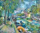 Larsen, Ejnar 
R. (1902 - 
1986) Denmark: 
Channel scene, 
Copenhagen. 
Signed: Ejnar 
Larsen. Oil on 
...
