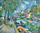 Larsen, Ejnar 
R. (1902 - 
1986) Denmark: 
Channel scene, 
Copenhagen. 
Signed: Ejnar 
Larsen. Oil on 
...