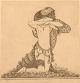 Gerhard Henning. Orientalsk nøgenstudie. Erotisk Radering på japanpapir. 1915.