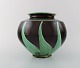 Kähler, Denmark, large art deco glazed stoneware vase in modern design.