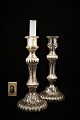 Large, 1800 
Century 
candlestick in 
the poor man's 
silver with 
fine old patina 
and grooved ...