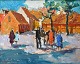 Nielsen, Svend 
(1908 - 1993) 
Denmark: Scene 
from Rønne with 
people. 
Bornholm. 
Signed. Oil on 
...