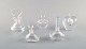 Edward Hald for Orrefors, Sweden. A collection of five mouth blown flacons in 
clear art glass. Designed in the 1940