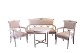 Gustavian set 
consisting of 
sofa, side 
table, two 
armchairs and 
two dining 
chairs, 
decorated ...